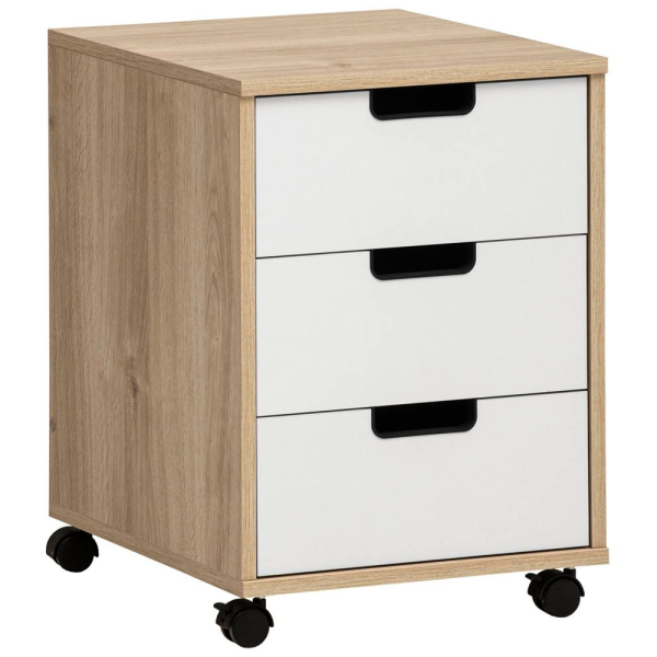 4027181124581 - Emmik Emmik Rollcontainer weiß-eiche weiß 3 Auszüge 400 x 500 x 570 cm 4027181124581 MÖBELPARTNER