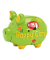 Spardose Schwein (mittel) 10041895 , "Camper, Blumen, Sonne und Schriftzug Happy Camper"