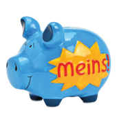 Spardose Schwein (mittel) 101008 , "Stern/Schriftzug Meins!"