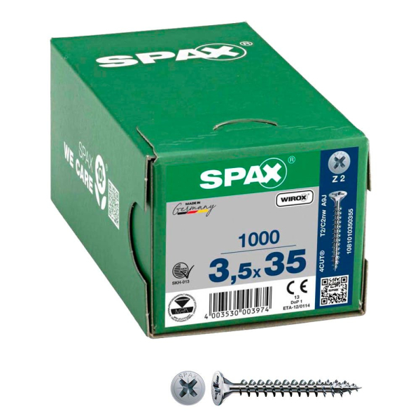 4003530003974 - Universalschrauben Z2 Senkkopf WIROX 1081010350355 35 mm x 35 mm 4003530003974 1000 Stück