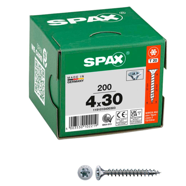 4003530102219 - Universalschrauben T20 Senkkopf WIROX 1191010400303 4 mm x 30 mm 4003530102219 200 Stück 4003530102219 - Universalschrauben T20 Senkkopf WIROX 1191010400303 4 mm x 30 mm 4003530102219 200 Stück