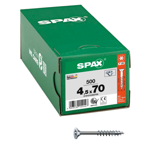 4003530154447 - Universalschraube 45 x 70 mm 500 Stück Teilgewinde Senkkopf t-star plus T20 4CUT wirox - 0191010450705 - Spax 4003530154447 - Universalschraube 45 x 70 mm 500 Stück Teilgewinde Senkkopf t-star plus T20 4CUT wirox - 0191010450705 - Spax