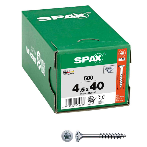 4003530155338 - Universalschrauben T20 Senkkopf WIROX 0191010450405 45 mm x 40 mm 4003530155338 500 Stück 4003530155338 - Universalschrauben T20 Senkkopf WIROX 0191010450405 45 mm x 40 mm 4003530155338 500 Stück