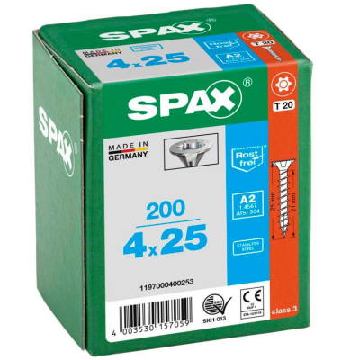 Universalschrauben T20 Senkkopf BLANK A2 1197000400253 4 mm x 25 mm