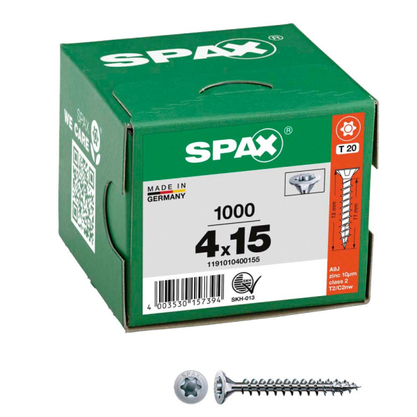 4003530157394 - Universalschrauben T20 Senkkopf WIROX 1191010400155 4 mm x 15 mm 4003530157394 1000 Stück 4003530157394 - Universalschrauben T20 Senkkopf WIROX 1191010400155 4 mm x 15 mm 4003530157394 1000 Stück