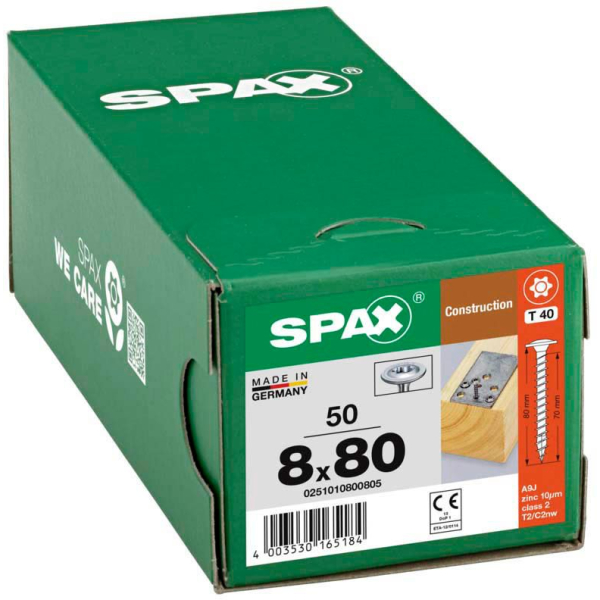 4003530165184 - Holzbauschrauben T40 Tellerkopf WIROX 0251010800805 8 mm x 80 mm 4003530165184 50 Stück 4003530165184 - Holzbauschrauben T40 Tellerkopf WIROX 0251010800805 8 mm x 80 mm 4003530165184 50 Stück