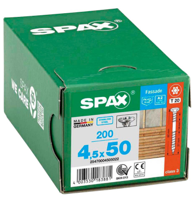 Fassadenschrauben T20 Linsensenkkopf A2 25470004505022 4,5 mm x 50 mm