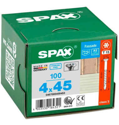 Fassadenschrauben T15 Linsensenkkopf A2 0467000400453 4 mm x 45 mm