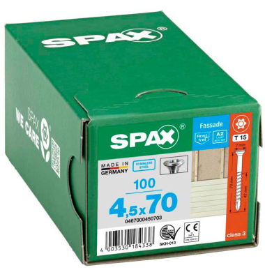 Fassadenschrauben T15 Linsensenkkopf A2 0467000450703 4,5 mm x 70 mm