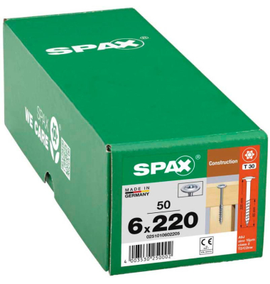 Holzbauschrauben T30 Tellerkopf WIROX 0251010602205 6 mm x 220 mm