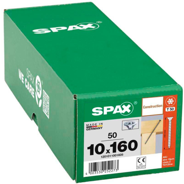 4003530252273 - Schrauben Schrauben -s senkmultikopf 10 x 160 t-star plus T50 vg cut wirox (50 Stk) - Spax 4003530252273 - Schrauben Schrauben -s senkmultikopf 10 x 160 t-star plus T50 vg cut wirox (50 Stk) - Spax
