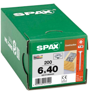 Holzbauschrauben T30 Tellerkopf WIROX 0251010600405 6 mm x 40 mm