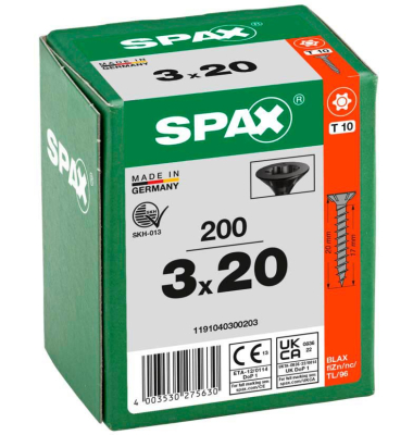 Universalschrauben T10 Senkkopf BLAX 1191040300203 3 mm x 20 mm