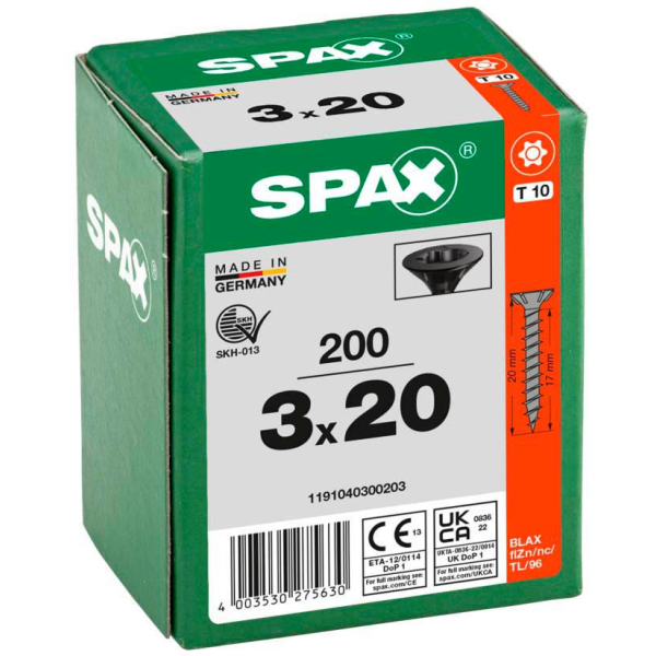 4003530275630 - Universalschrauben T10 Senkkopf BLAX 1191040300203 3 mm x 20 mm 4003530275630 200 Stück 4003530275630 - Universalschrauben T10 Senkkopf BLAX 1191040300203 3 mm x 20 mm 4003530275630 200 Stück