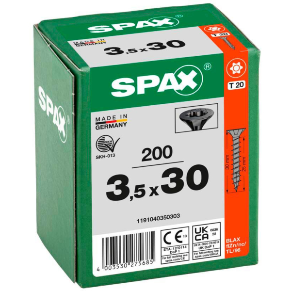 4003530275685 - Universalschrauben T20 Senkkopf BLAX 1191040350303 35 mm x 30 mm 4003530275685 200 Stück 4003530275685 - Universalschrauben T20 Senkkopf BLAX 1191040350303 35 mm x 30 mm 4003530275685 200 Stück