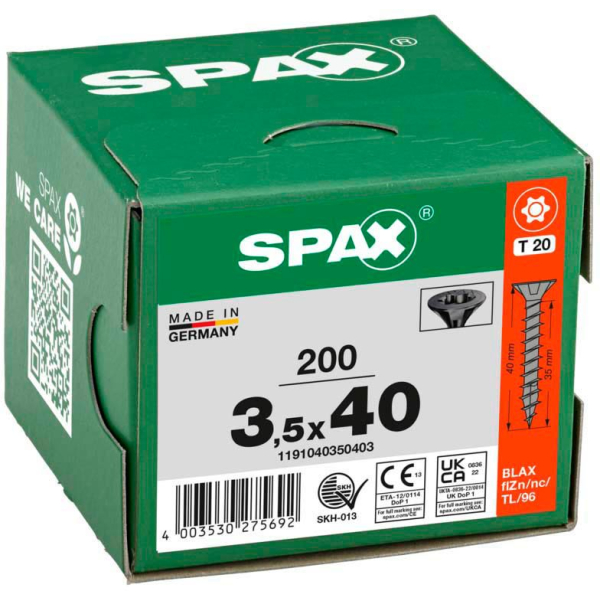 4003530275692 - Universalschrauben T20 Senkkopf BLAX 1191040350403 35 mm x 40 mm 4003530275692 200 Stück 4003530275692 - Universalschrauben T20 Senkkopf BLAX 1191040350403 35 mm x 40 mm 4003530275692 200 Stück