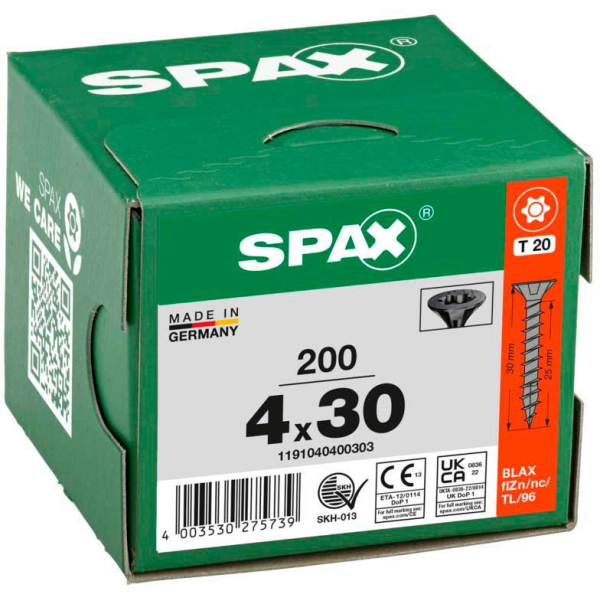 4003530275739 - Universalschrauben T20 Senkkopf BLAX 1191040400303 4 mm x 30 mm 4003530275739 200 Stück 4003530275739 - Universalschrauben T20 Senkkopf BLAX 1191040400303 4 mm x 30 mm 4003530275739 200 Stück