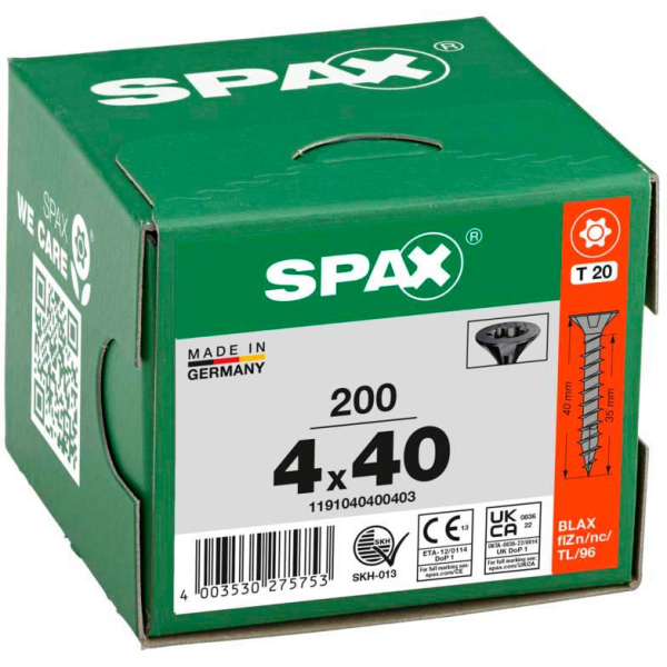 4003530275753 - Universalschrauben T20 Senkkopf BLAX 1191040400403 4 mm x 40 mm 4003530275753 200 Stück 4003530275753 - Universalschrauben T20 Senkkopf BLAX 1191040400403 4 mm x 40 mm 4003530275753 200 Stück