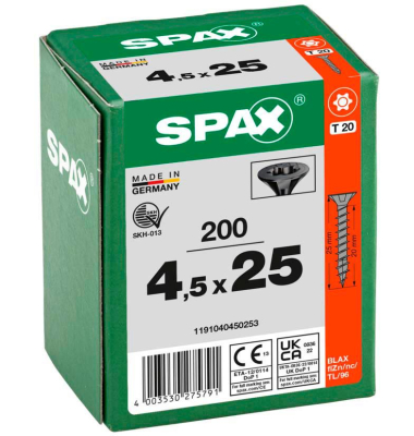 Universalschrauben T20 Senkkopf BLAX 1191040450253 4,5 mm x 25 mm