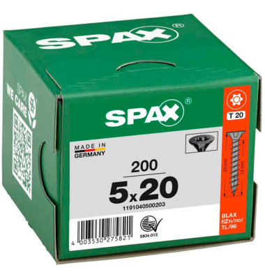 Universalschrauben T20 Senkkopf BLAX 1191040500203 5 mm x 20 mm