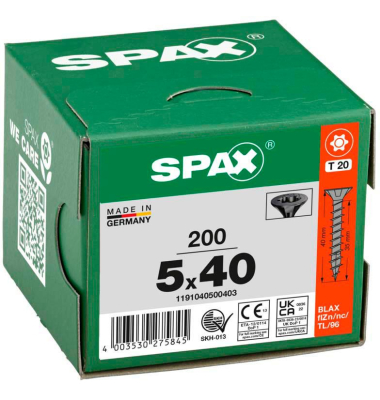 Universalschrauben T20 Senkkopf BLAX 1191040500403 5 mm x 40 mm