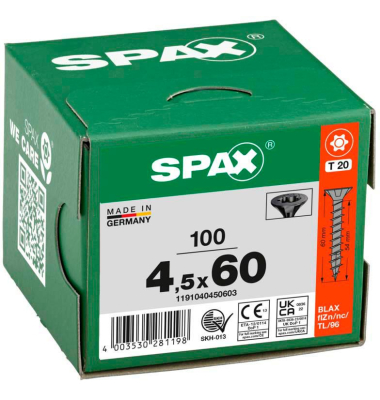 Universalschrauben T20 Senkkopf BLAX 1191040450603 4,5 mm x 60 mm