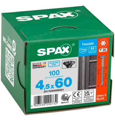 Fassadenschrauben T20 Linsenkopf BLAX A2 25170404506021 4,5 mm x 60 mm