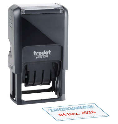 Datumstempel mit Text Eingegangen printy-dater 4750L1 selbstfärbend blau rot