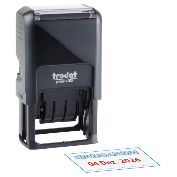 0190084413497 - Datumstempel mit Text Eingegangen printy-dater 4750L1 selbstfärbend blau rot 0190084413497 Trodat 0190084413497 - Datumstempel mit Text Eingegangen printy-dater 4750L1 selbstfärbend blau rot 0190084413497 Trodat