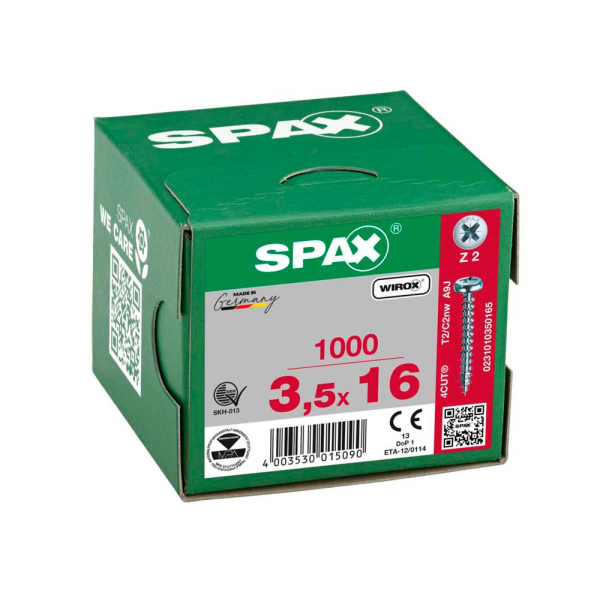 4003530015090 - Universalschraube 35 x 16 mm 1000 Stück Vollgewinde Halbrundkopf Kreuzschlitz Z2 4CUT WIROX - 0231010350165 4003530015090 - Universalschraube 35 x 16 mm 1000 Stück Vollgewinde Halbrundkopf Kreuzschlitz Z2 4CUT WIROX - 0231010350165
