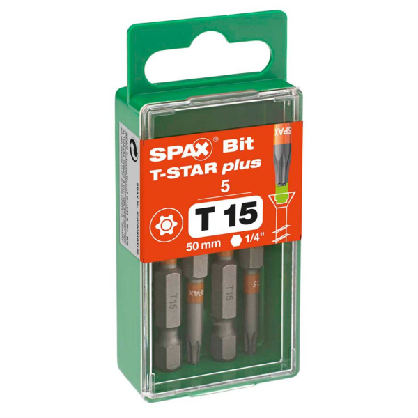 4003530192869 - Spax - Bit-Einsatz T-Star 1 4sechskant T15 50 mm Zapfenführung Inhalt 5 Stück 4003530192869 - Spax - Bit-Einsatz T-Star 1 4sechskant T15 50 mm Zapfenführung Inhalt 5 Stück