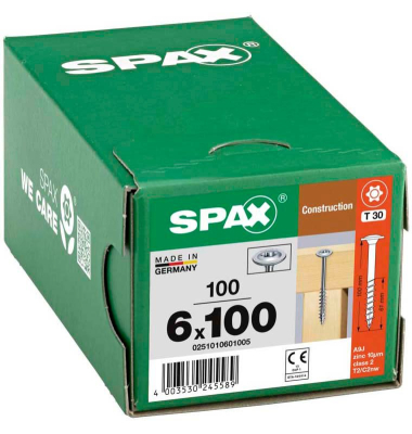 Holzbauschrauben T30 Tellerkopf WIROX 0251010601005 6 mm x 100 mm