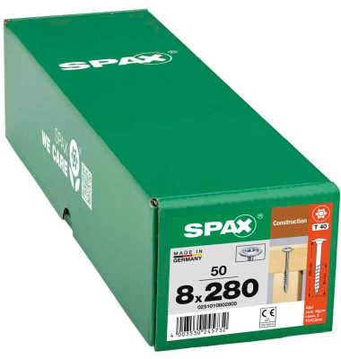 Holzbauschrauben T40 Tellerkopf WIROX 0251010802805 8 mm x 280 mm