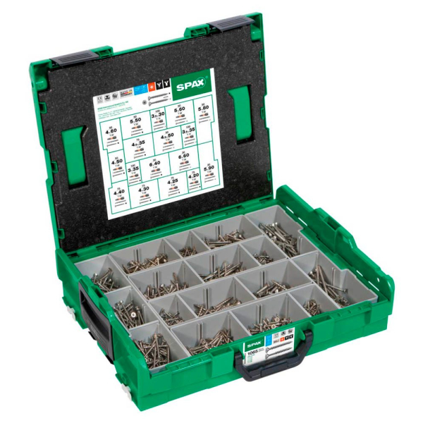 4003530252310 - Montagekoffer l-boxx 1 Stück Schraubenset mit 17 Abmessungen Senkkopf t-star plus 4CUT Edelstahl A2 - 5000009165019 - Spax 4003530252310 - Montagekoffer l-boxx 1 Stück Schraubenset mit 17 Abmessungen Senkkopf t-star plus 4CUT Edelstahl A2 - 5000009165019 - Spax