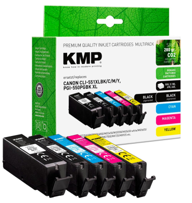  2x schwarz, cyan, magenta, gelb Druckerpatronen kompatibel zu Canon PGI-550 XL PGBK, CLI-551 XL BKCMY, 5er-Set