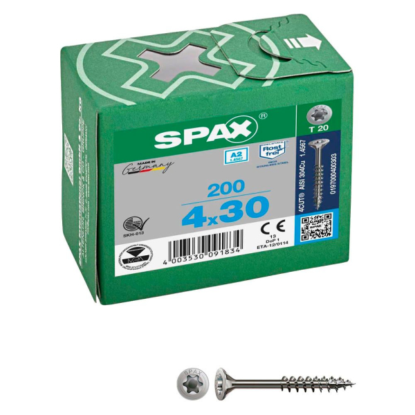 4003530091834 - Universalschrauben T20 Senkkopf Edelstahl A2 0197000400303 4 mm x 30 mm 4003530091834 200 Stück 4003530091834 - Universalschrauben T20 Senkkopf Edelstahl A2 0197000400303 4 mm x 30 mm 4003530091834 200 Stück