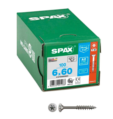 Universalschrauben T30 Senkkopf Edelstahl A2 0197000600603 6 mm x 60 mm