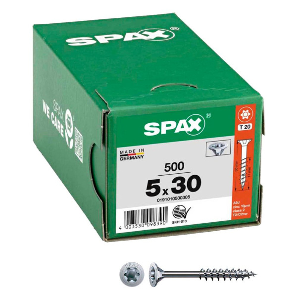 4003530098390 - Universalschraube 5 x 30 mm 500 Stück Teilgewinde Senkkopf t-star plus T20 4CUT wirox - 0191010500305 - Spax 4003530098390 - Universalschraube 5 x 30 mm 500 Stück Teilgewinde Senkkopf t-star plus T20 4CUT wirox - 0191010500305 - Spax