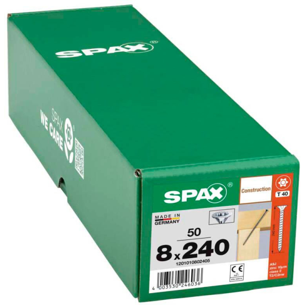 4003530246036 - Spax - Schraube r 88196 Seko mSpitze T-STAR vg 8 x 240 -T40 Stahl galvanisch verzinkt wirox