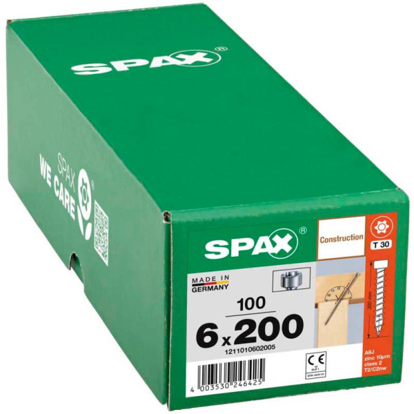 4003530246425 - Inforce 6 x 200 mm 100 Stück Vollgewinde Zylinderkopf t-star plus T30 4CUT wirox - 1211010602005 - Spax 4003530246425 - Inforce 6 x 200 mm 100 Stück Vollgewinde Zylinderkopf t-star plus T30 4CUT wirox - 1211010602005 - Spax