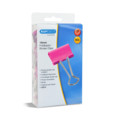 Foldbackklemmer 19mm 1491 pink 80St