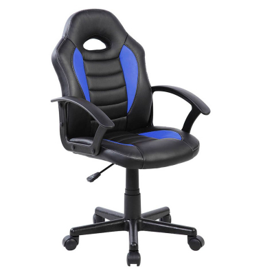 Gaming Stuhl BASIC, blau/schwarz / schwarz, mit Armlehnen, bis 100kg, ohne Kopfst&uuml;tze