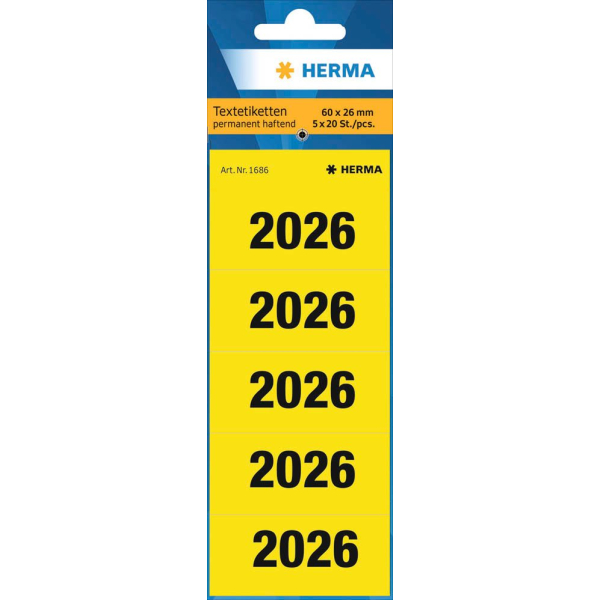 4008705016865 - Jahreszahlen 1686 2026 gelb 60x26mm selbstklebend 4008705016865 100 Stück