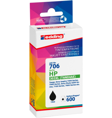 EDD-706  schwarz Druckerpatrone kompatibel zu HP 303XL  (T6N04AE)