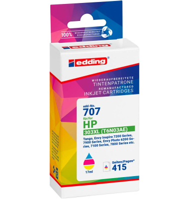 EDD-707  color Druckerpatrone kompatibel zu HP 303XL (T6N03AE)