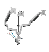Monitor-Halterung IB-MS505-TI silber f&uuml;r 2 Monitore, Tischklemme, Tischbohrung