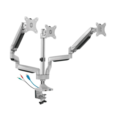 Monitor-Halterung IB-MS505-TI silber für 2 Monitore, Tischklemme, Tischbohrung