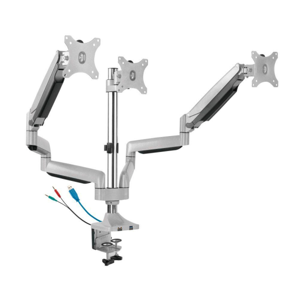 4250078167143 - ICY BOX IB-MS505-T 3fach Monitor-Tischhalterung 254 cm (10) - 813 cm (32) Silber Schwarz Drehbar Höhenverstellbar Neigbar Schwenkbar