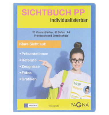 School Sichtbuch DIN A4, 20 Hüllen hellblau