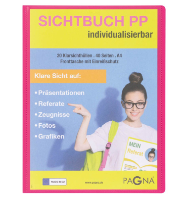 School Sichtbuch DIN A4, 20 Hüllen dunkelrosa